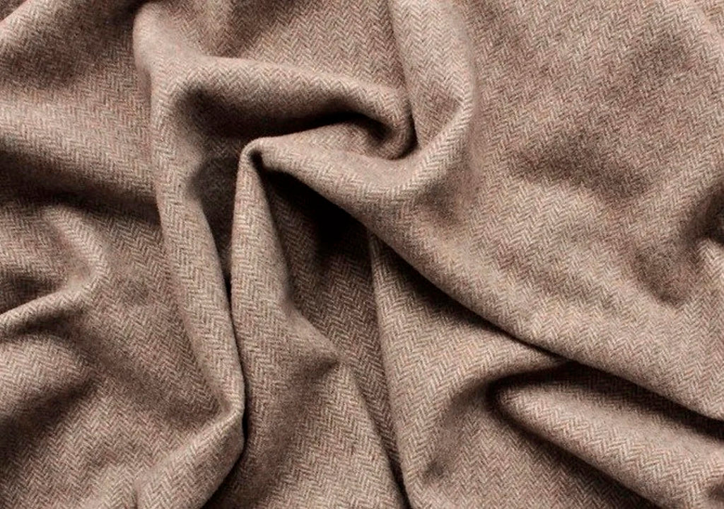 Stone Age Grayish Beige Chevron Mill-dyed Wool Fabric