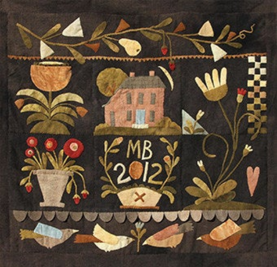 Tavern House Wool Applique Quilt Pattern by Maggie Bonanomi - Kit and Handmade Options Available, using Blackberry Primitives Hand-dyed Wool Fabrics