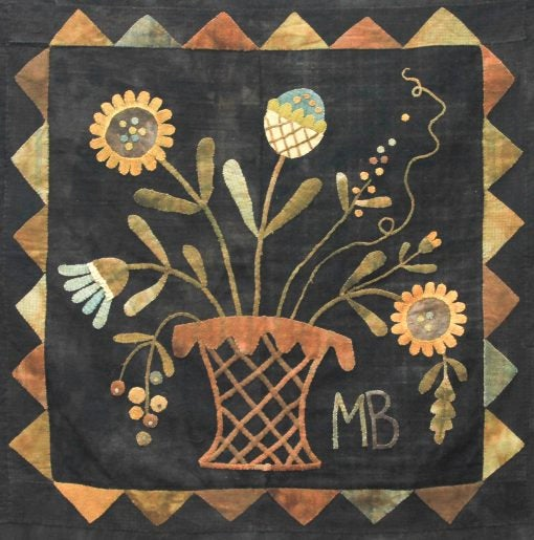 Wildflowers of Summer Wool Applique Quilt Pattern by Maggie Bonanomi - Kit Options and Handmade Options Available, using Blackberry Primitives Hand-dyed Fabrics
