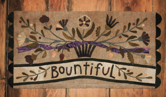 Bountiful Wool Applique Table Runner Pattern by Maggie Bonanomi - Kit and Handmade Options Available, using Blackberry Primitives Hand-dyed Wool