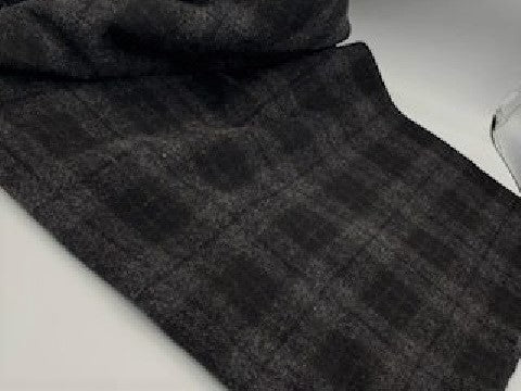 Charlie Crow Black and Gray Plaid Mill-dyed Wool Fabric