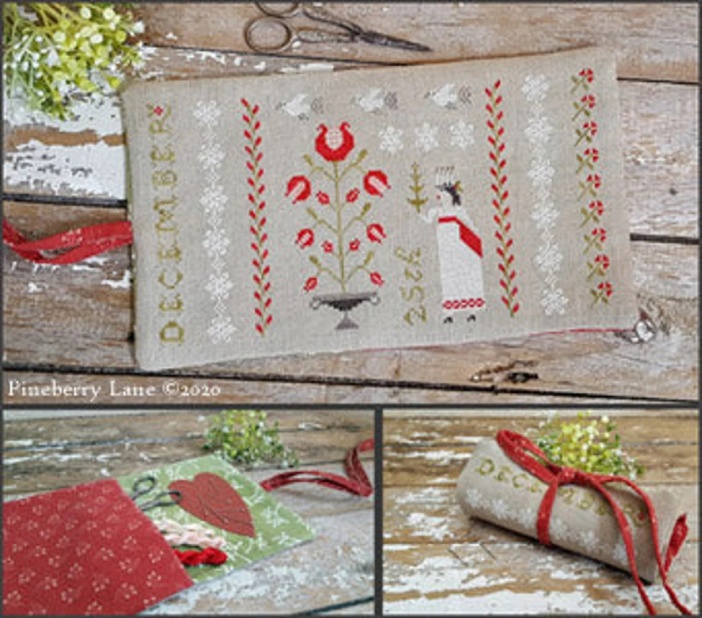 Christmastide Sewing Roll Cross Stitch Pattern design by Pineberry Lane
