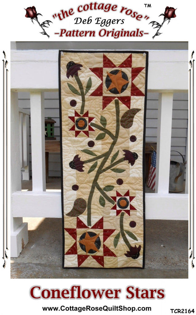 Coneflower Stars Quilted Runner by Deb Eggers