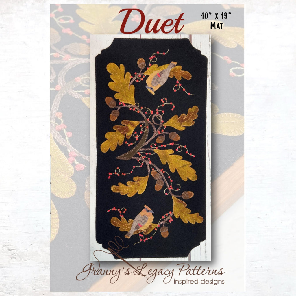 Duet Wool Applique Pattern by Granny's Legacy Patterns fiddlestix designs
