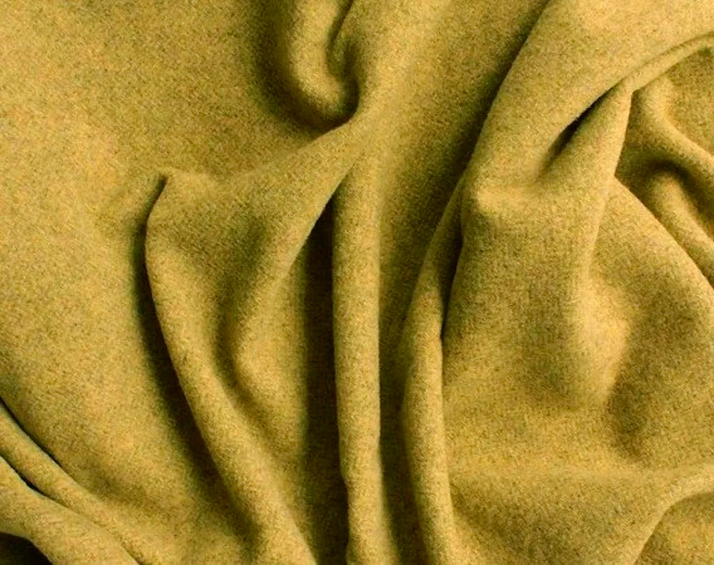 Golden Moss Green Heathered Mill-dyed Wool Fabric