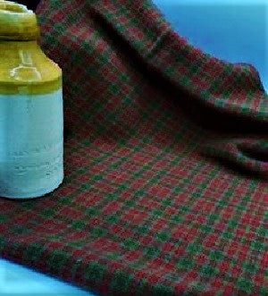 True Red and Green 1/4" Check Mill-dyed Wool Fabric