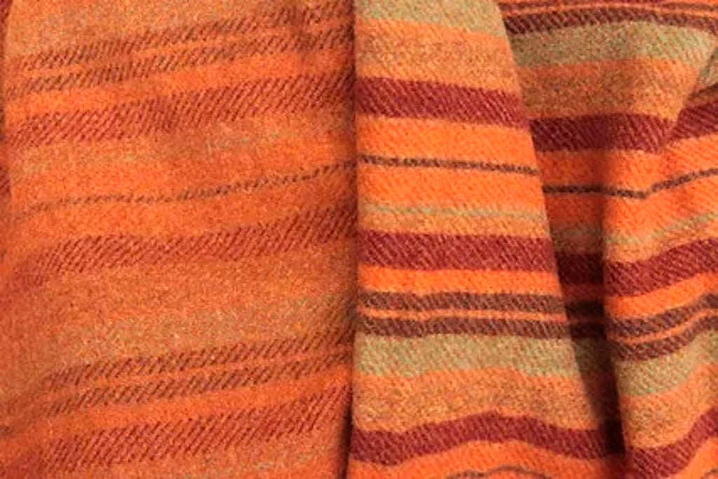 Reversible Orange Mixed Stripe Mill-dyed Wool Fabric