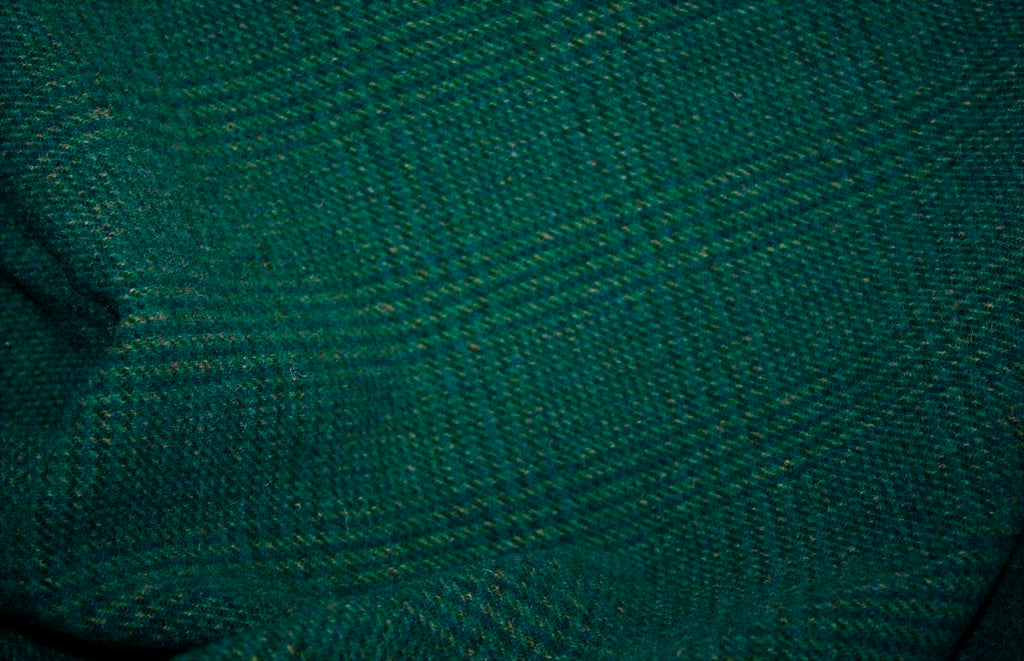 Teal Blue Green Plaid Mill-dyed Wool Fabric